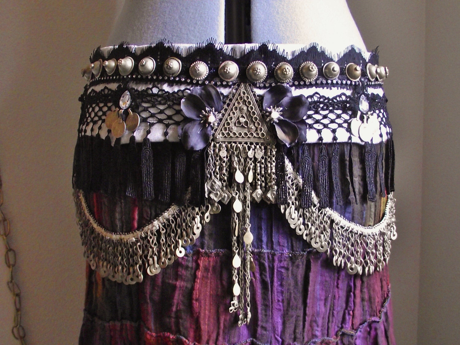 Custom Bellydance Belt- Tribal Fusion, Belly Dance, Vaudeville- Performance Ready
