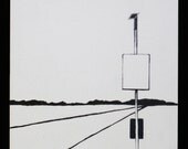 Contemporary Art, Pencil, Original: Phone Box & Highway