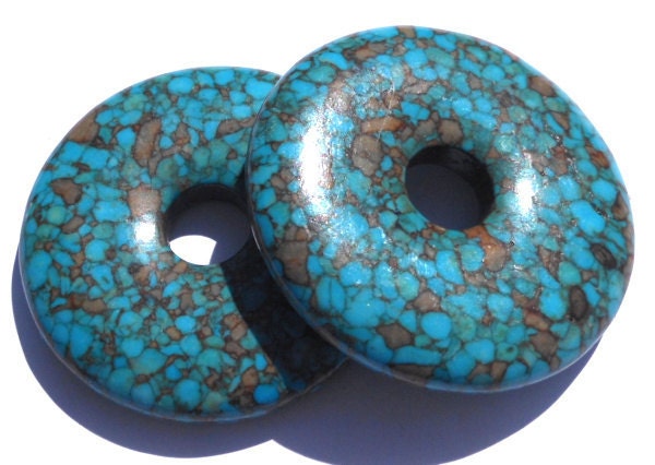 Mosaic Turquoise Blue Stone Donut Pendant - GodivaJewels