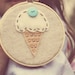 Embroidery Hoop Art Felt Ice Cream Cone with Aqua Button by Catshy Crafts