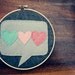 Embroidery Hoop Art. Felt Applique. Three Felt Hearts on Grey Speech Bubble. Wall Hanging Nursery Decor by Catshy Crafts