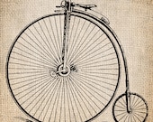 Antique Steampunk Bicycle Vintage  4 Illustration  Digital Download for Papercrafts, Transfer, Pillows, etc  Burlap No 1225