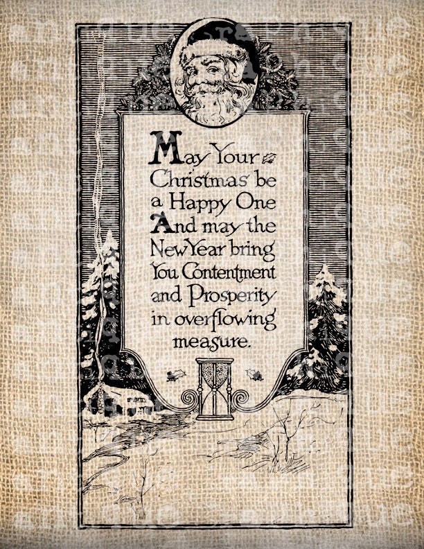 Antique Ornate Holiday Season Christmas Saint Nick Vintage Card Digital Download for Papercrafts, Transfer, Pillows, etc Burlap No. 5301