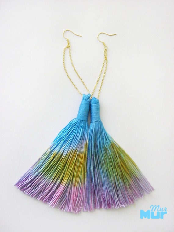 Spring morning - Hand dyed tassel earings/murMur