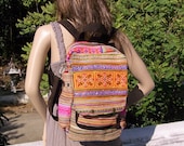 Hill Tribe Backpack Book Bag Handmade HMONG Vintage Fabric Fair Trade Thailand (bg520)