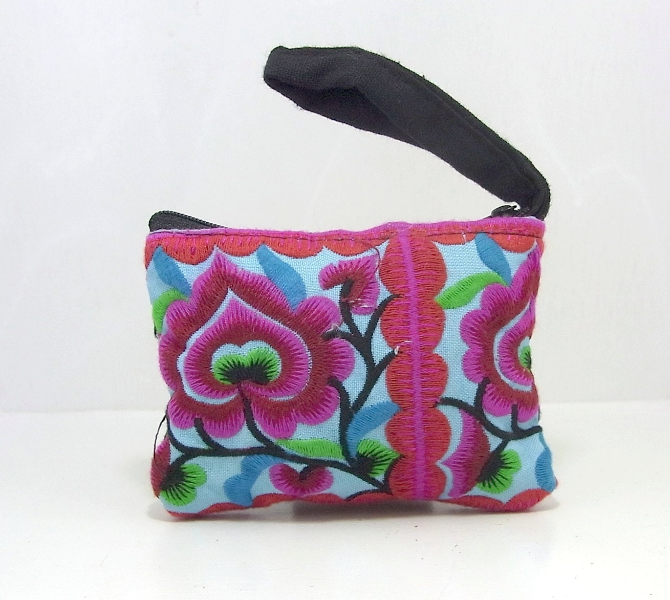 Coin Pouch Bag Purse Hill Tribe Fabric Vintage HMONG Handmade Thailand (BG290W-BF)