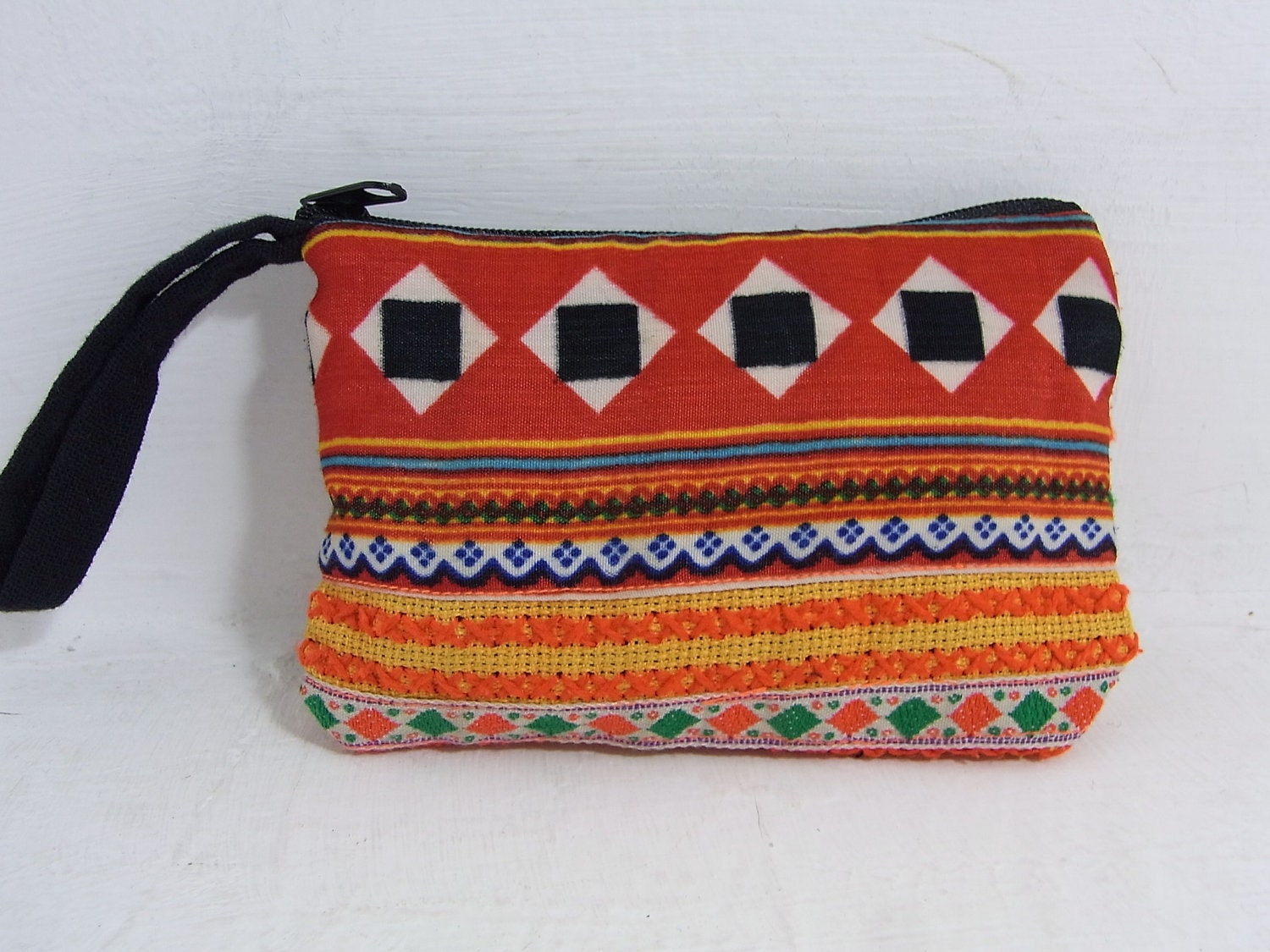 Coin Pouch Bag Purse Hill Tribe Fabric Vintage HMONG Hemp Handmade Thailand (BG290V.704)