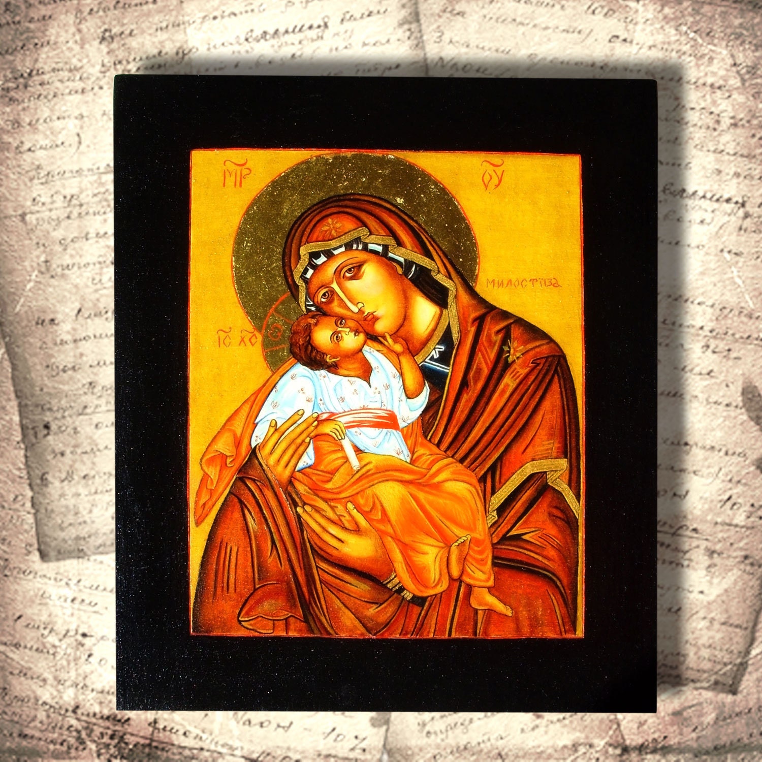 Virgin Mary and Jesus Orthodox Iconography Handpainted Byzantine Icon
