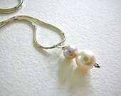 Grey & White Pearl Sterling Silver Necklace