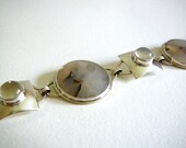 Eye Agate, Moonstone & Sterling Silver Bracelet