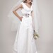 Classic Wedding Dress: Pleated Taffeta V-neck and Flounce A-line Skirt