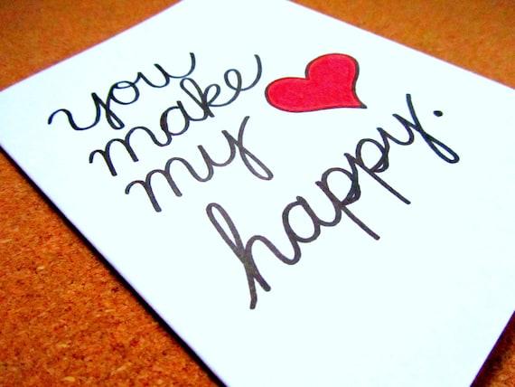 Love card - "You make my heart happy." - Mini print - Blank inside / Express yourself