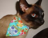 Cat Bandana - Turquoise Sugar Skulls