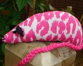 Pink the  Catnip Mouse - Cat Toy - Pink Leopard Print design
