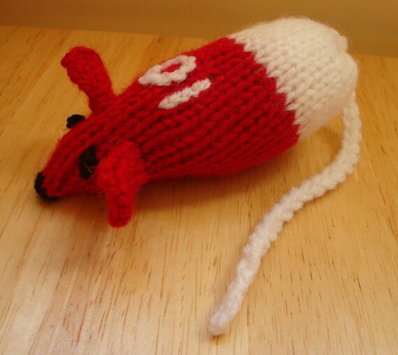 Hand Knitted Catnip Mouse - Rooney the Manchester United footballer