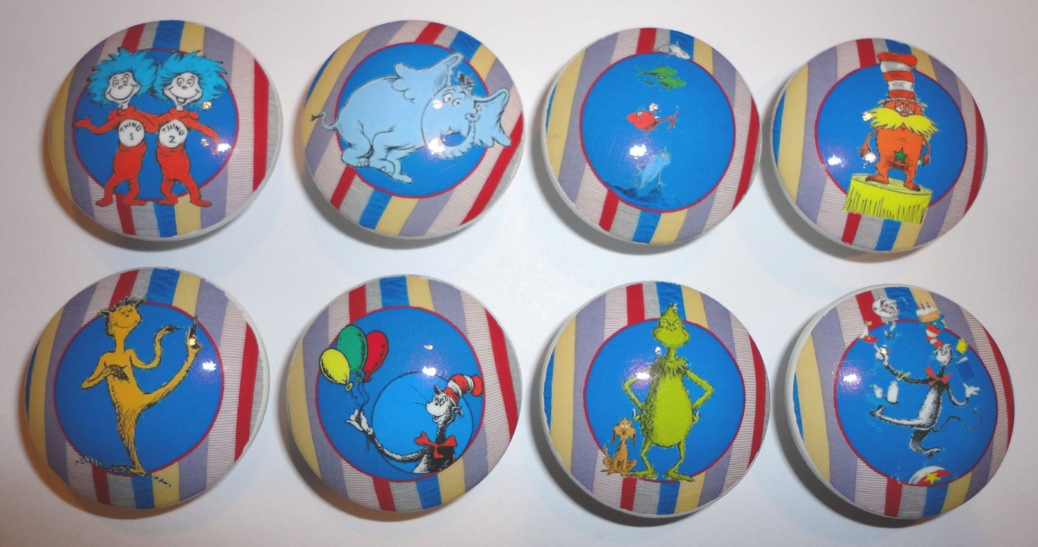 Dr Seuss Dresser Drawer Knobs - set of 8
