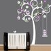 Nursery tree wall decal with owls, birds and swing vinyl wall decal stickers -