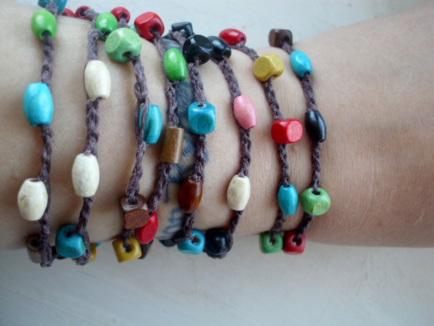 Wood You Be Mine: Versatile crocheted necklace / bracelet / belt / headband- extra-long