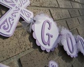 Baptism Banner God Bless Banner and Name Banner-Lavender