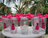 Set of 3-Personalized Acrylic Wedding Tumbler with Bridesmaid/Bride Dress