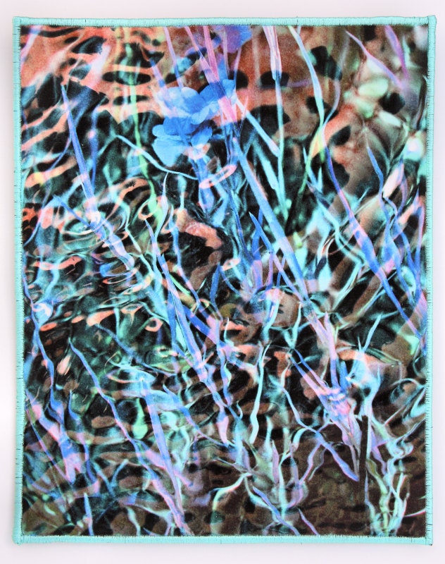 Fabric Print Floating Garden 8x10 inch Water Photograph on Cotton with Satin Stitched Border