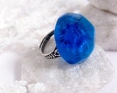 Gothic Royal Large Ring - Blue High Dome Adjustable