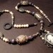 Purple Victorian Cameo Necklace White Pearl With Gray