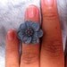 Large Blue Flower Polka Dot Adjustable Ring