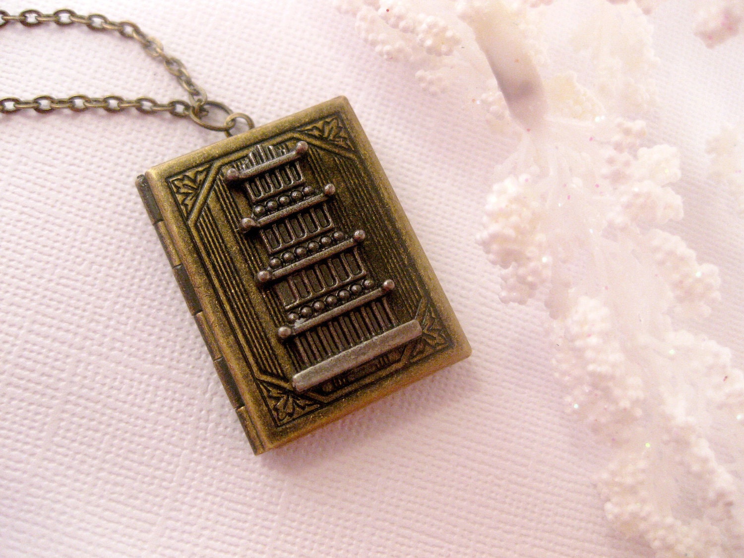 Chinese Temple Book Locket Necklace