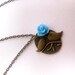 Flower Blossom Bird Necklace - Blue