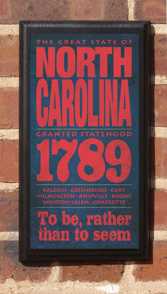 The State North Carolina Customizable Vintage Style Wall Plaque / Sign
