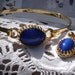 Vintage Avon Faux Lapis Goldtone Bracelet and Earring Set - 1974