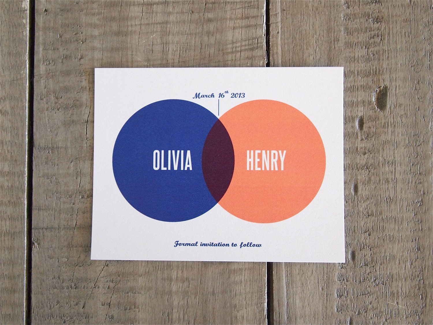 Wedding Invitation Save the Date - Modern Venn Diagram