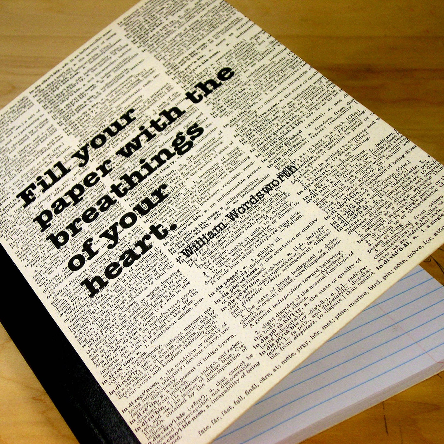 Diary Journal with Inspirational Quotation on a Dictionary Page