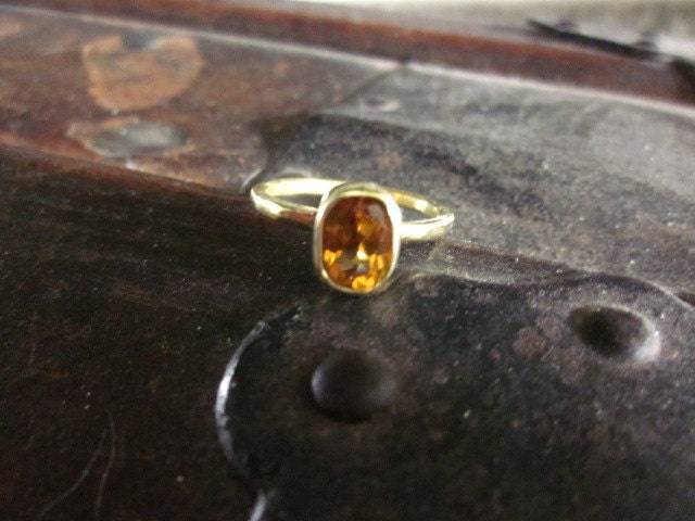 Citrine stack ring in brass