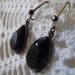 Vintage earrings black faceted stone boho dangle style marked G