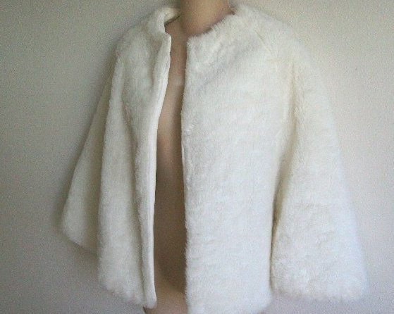 Vintage fur Cape Jacket white faux fur SALE