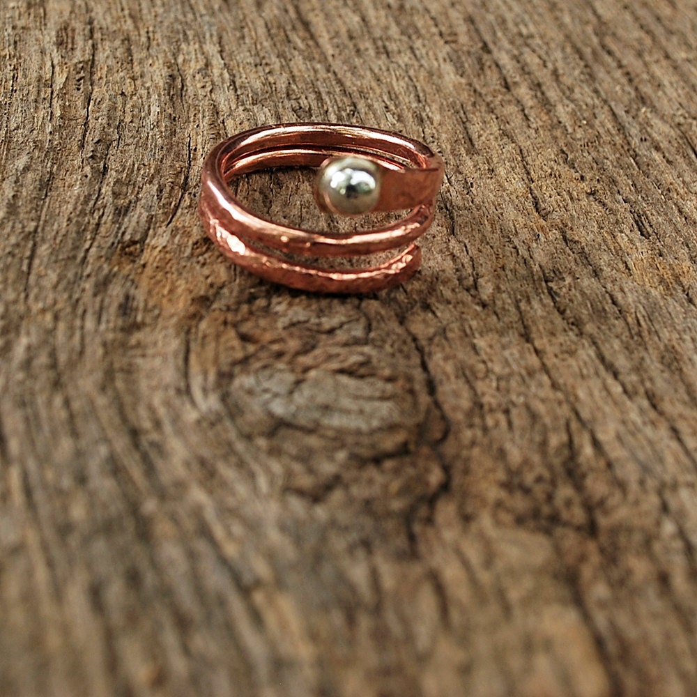 Copper Ring Copper Silver Band Ring Golden and Fine Silver Patina Handmade Jewelry by Urban Jule
