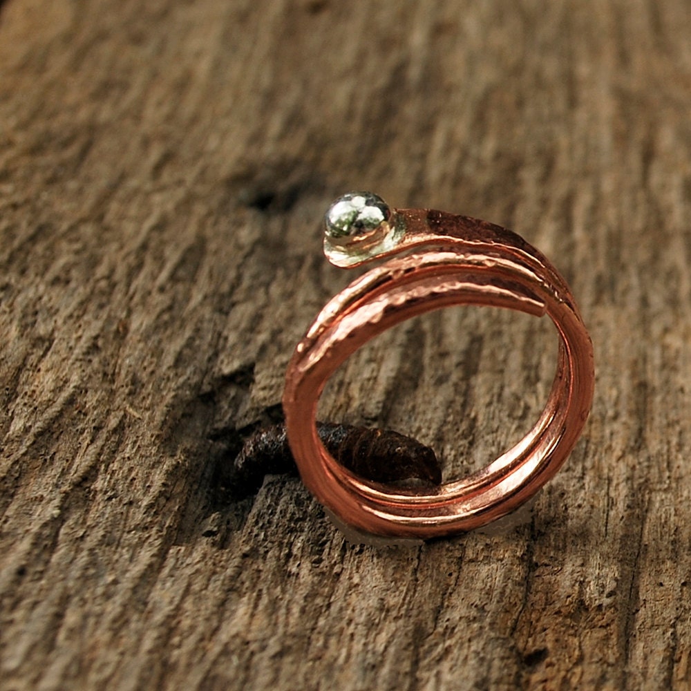 Copper Ring Copper Silver Band Ring Golden and Fine Silver Patina Handmade Jewelry by Urban Jule