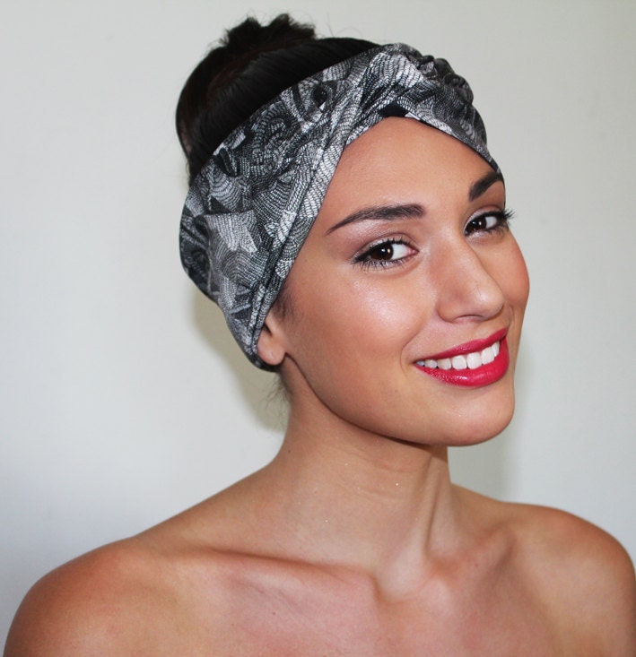 Turban Headband - 1950's style - Escher Vs Tea Cup Print