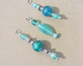 Turquoise Glass Bead & Silver Dangle Add a Charm / Zipper Pull / Purse Charm / Cell Phone Charm