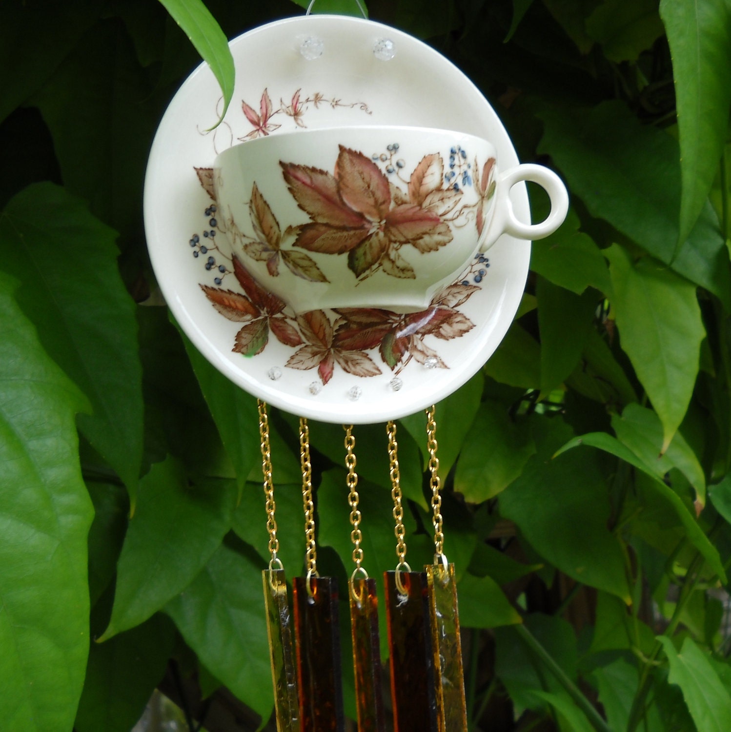 Collectable Vintage Tea Cup and Saucer Wind Chime -- Upcycled Johnson Bros