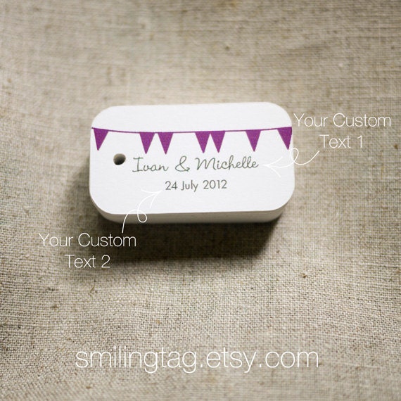 Personalized Bunting Pennant Flag Gift Tags - Wedding Favor Tags - Thank you tags - Hang tags - Gift Tags - Set of 40 (Item code: J276)