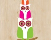 3 Owls Print - 11x14 - Modern Nursery Wall Art