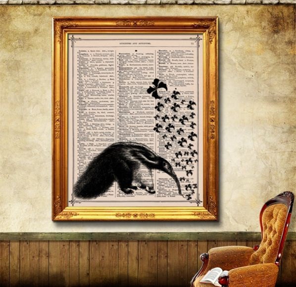 Arnold Anteater - Vintage Dictionary Print Vintage Book Print Page Art Upcycled Vintage Book Art