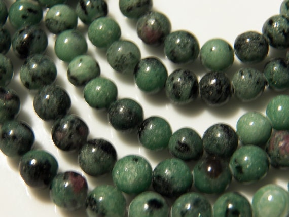 6mm Ruby in Zoisite Natural Gemstone Beads, 16 IN