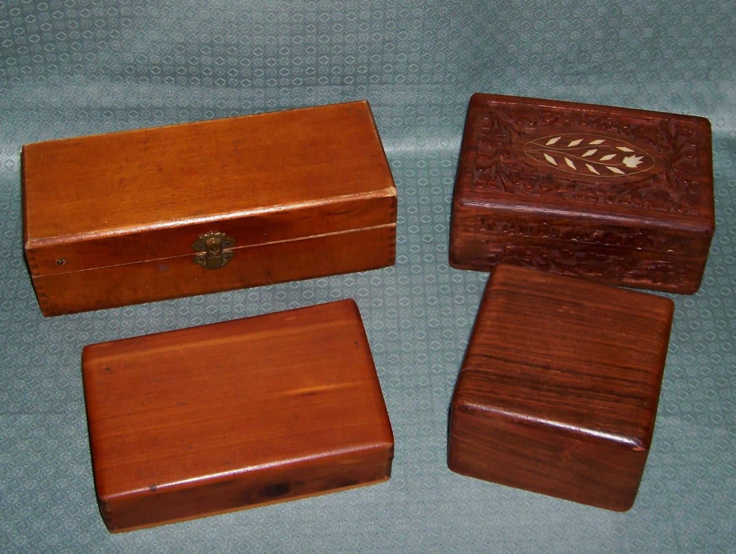 4 Neat Vintage Wood Storage Boxes for Jewelry, Trinkets or Decorate