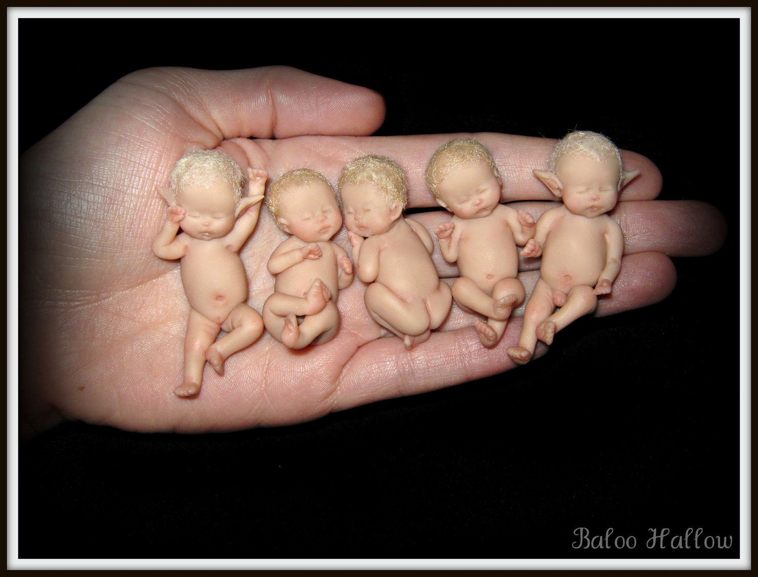 Custom Hand-Sculpted OOAK Baby or Elf / Miniature 1/12 scale Polymer Art Doll /