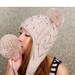 Oatmeal Hand Knit Hat The Ear Flap Hat pompom Chunky Knit Autumn Accessories Winter Accessories Fall Fashion