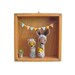 Nursery or Kid's Room Decor, Needle Felted Kangaroo and Fox  Finger Puppets in a Vintage Wooden Box, Eco Friendly Toy, Wall Hanging